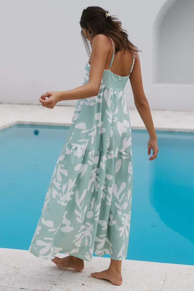 Runaway The Label Midi Shop HATTIE MIDI DRESS 8211 SAGE BOTANICA