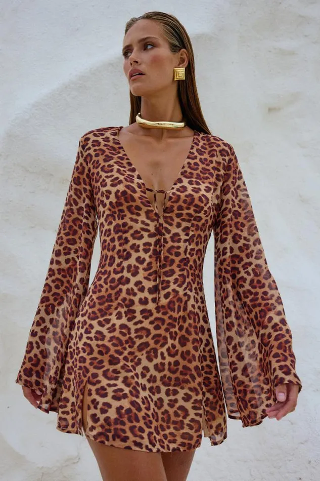 Runaway The Label Mini Shop ANURA MINI DRESS 8211 LEOPARD PRINT