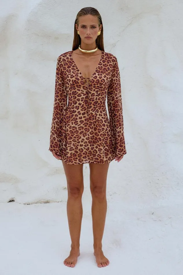 Runaway The Label Mini Shop ANURA MINI DRESS 8211 LEOPARD PRINT