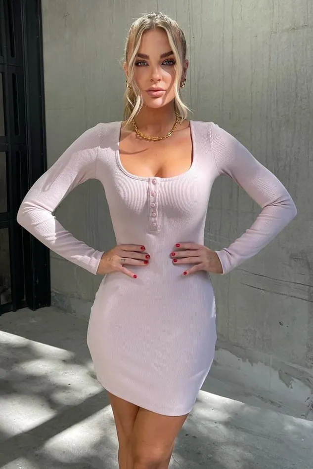 Runaway The Label Mini Shop Henley Dress 8211 Pink