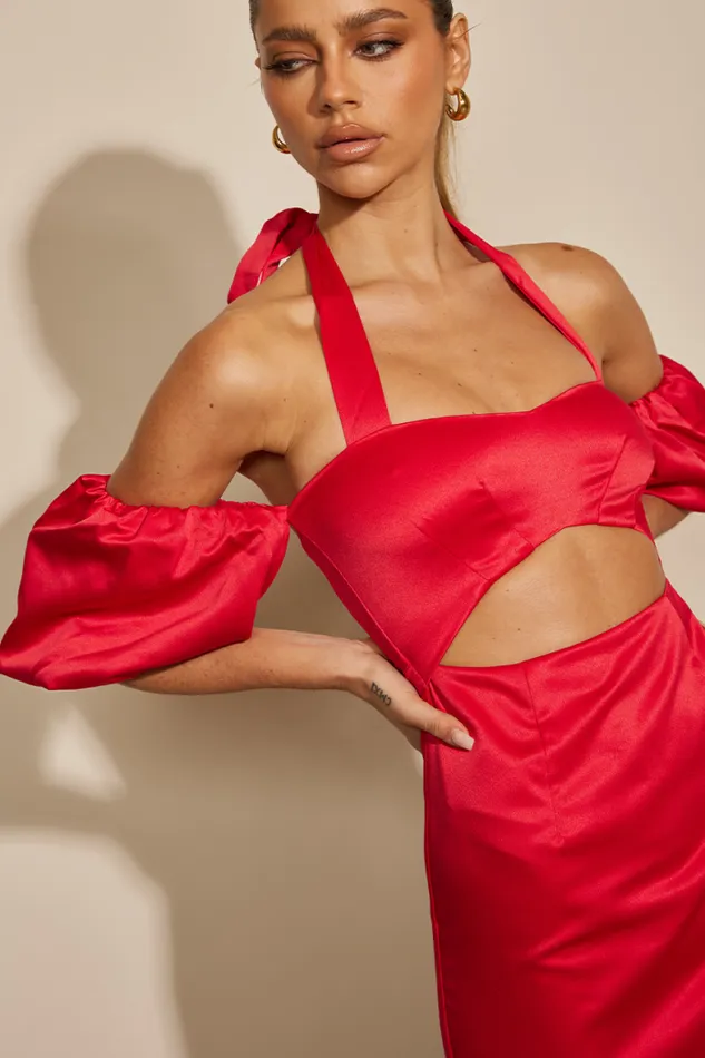 Runaway The Label Mini Shop Remi Halter Dress 8211 Red
