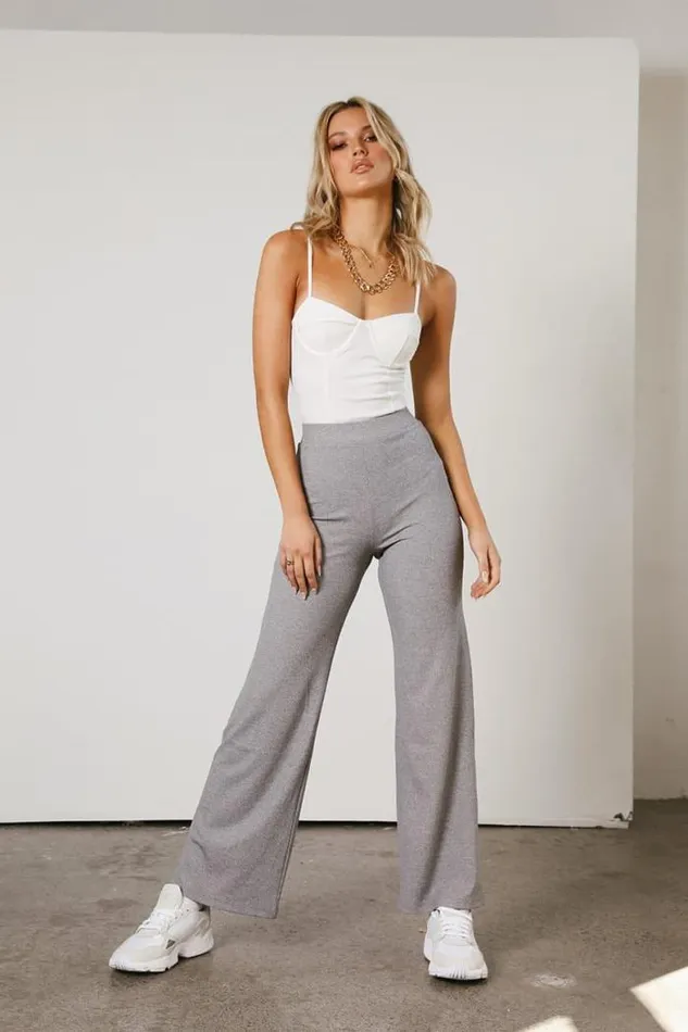 Runaway The Label Pants Shop Ivy Rib Pants 8211 Grey Marle