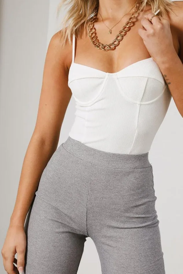 Runaway The Label Pants Shop Ivy Rib Pants 8211 Grey Marle
