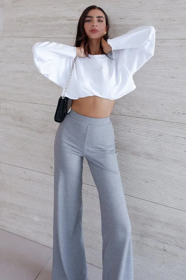 Runaway The Label Pants Shop Ivy Rib Pants 8211 Grey Marle