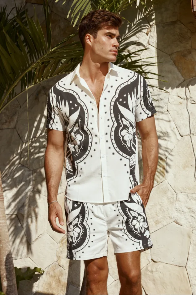 Runaway The Label Sets Menswear WESTERN SHIRT 8211 WHITEBLACK
