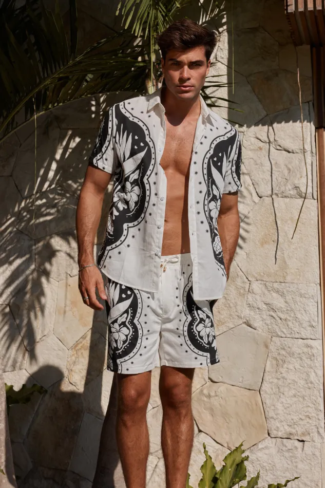 Runaway The Label Sets Menswear WESTERN SHIRT 8211 WHITEBLACK