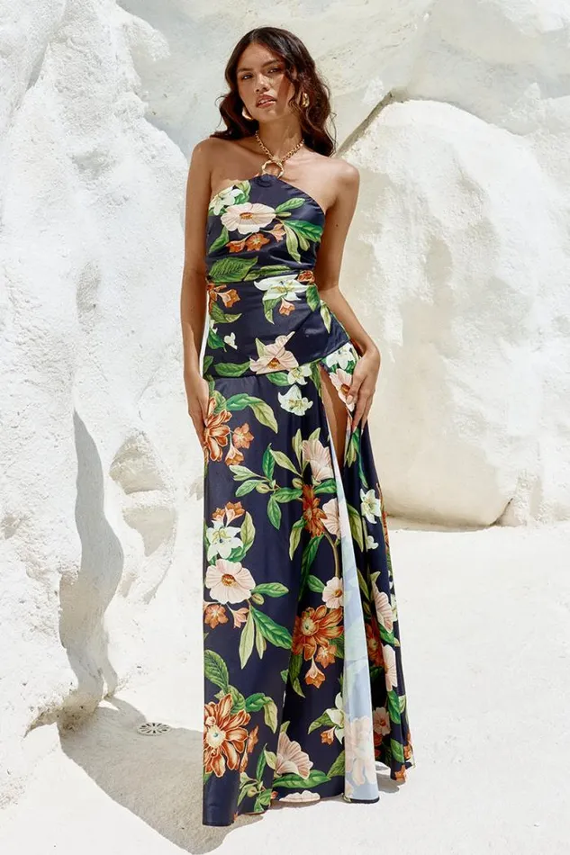 Runaway The Label Skirts Shop MAIORI MAXI SKIRT 8211 BLACK FLORAL