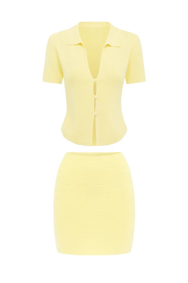 Runaway The Label Skirts Shop THE KNIT MINI SKIRT 8211 BUTTER Runaway The Label Skirts Shop THE KNIT MINI SKIRT 8211 BUTTER