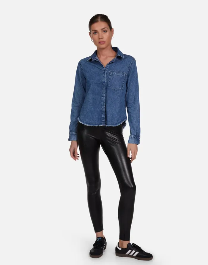 Saba Neon Stud Starburst Vintage Denim Women039s Lauren Moshi Long Sleeve