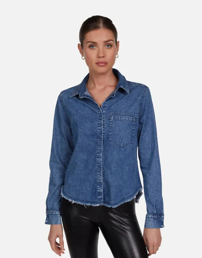 Saba Neon Stud Starburst Vintage Denim Women039s Lauren Moshi Long Sleeve