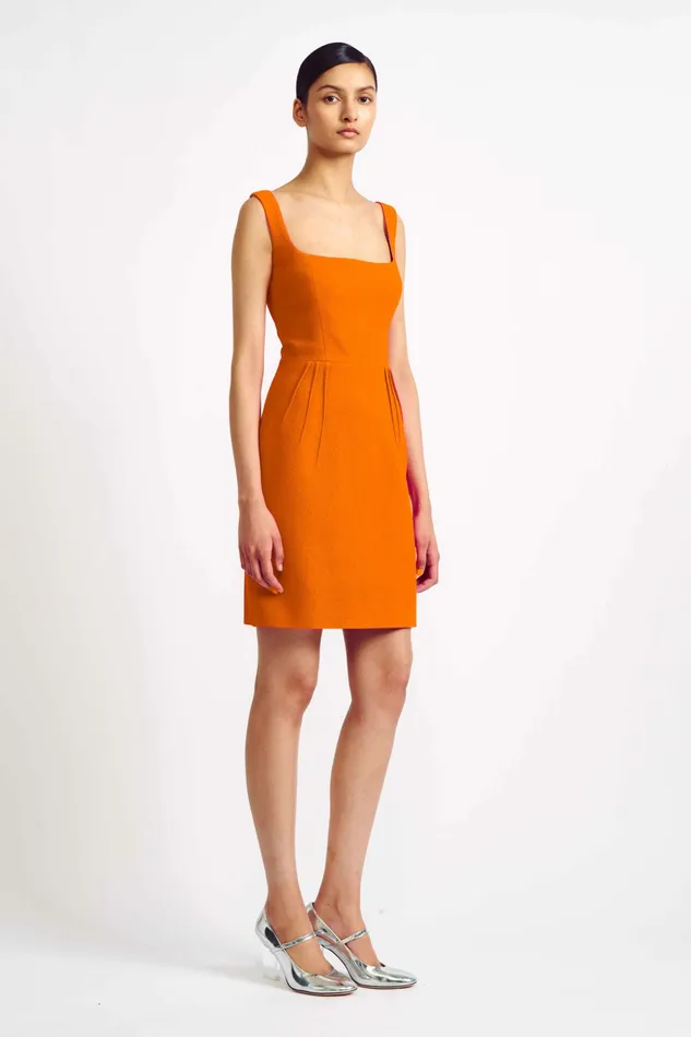Salma Dress In Hot Orange Double Crepe Dresses Emilia Wickstead Women