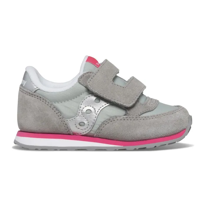 Saucony Kids Baby Jazz Hook and Loop Sneaker Greysilverpink