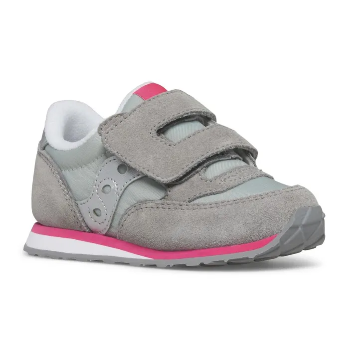 Saucony Kids Baby Jazz Hook and Loop Sneaker Greysilverpink