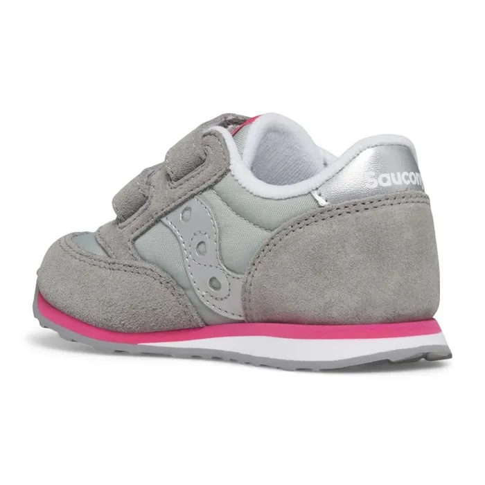 Saucony Kids Baby Jazz Hook and Loop Sneaker Greysilverpink