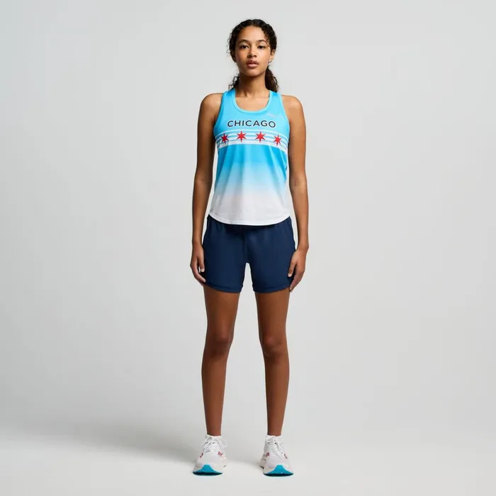 Saucony Tops Women Chicago Stopwatch Graphic Singlet Chicago 2024