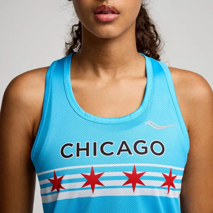 Saucony Tops Women Chicago Stopwatch Graphic Singlet Chicago 2024