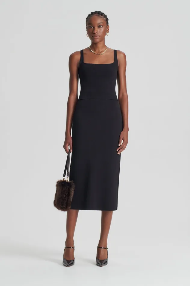 Scanlan Theodore CREPE KNIT SQUARE CAMISOLE DARKCHOCOLATE Women Tops