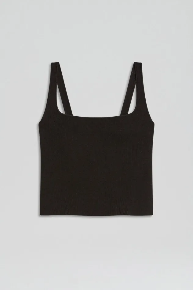 Scanlan Theodore CREPE KNIT SQUARE CAMISOLE DARKCHOCOLATE Women Tops Scanlan Theodore CREPE KNIT SQUARE CAMISOLE DARKCHOCOLATE Women Tops