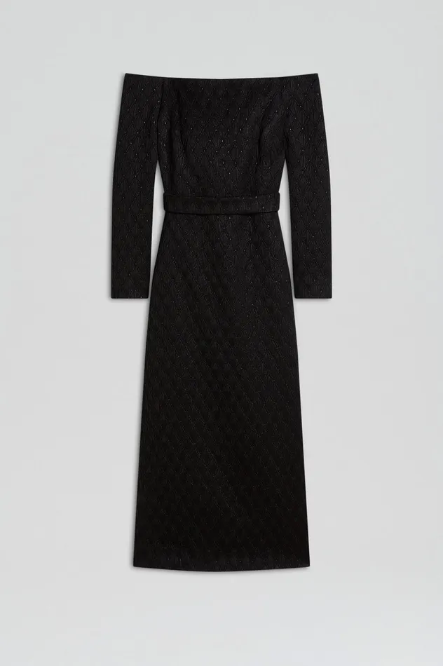 Scanlan Theodore Dresses Women FRENCH BROCADE DRESS BLACK Scanlan Theodore Dresses Women FRENCH BROCADE DRESS BLACK