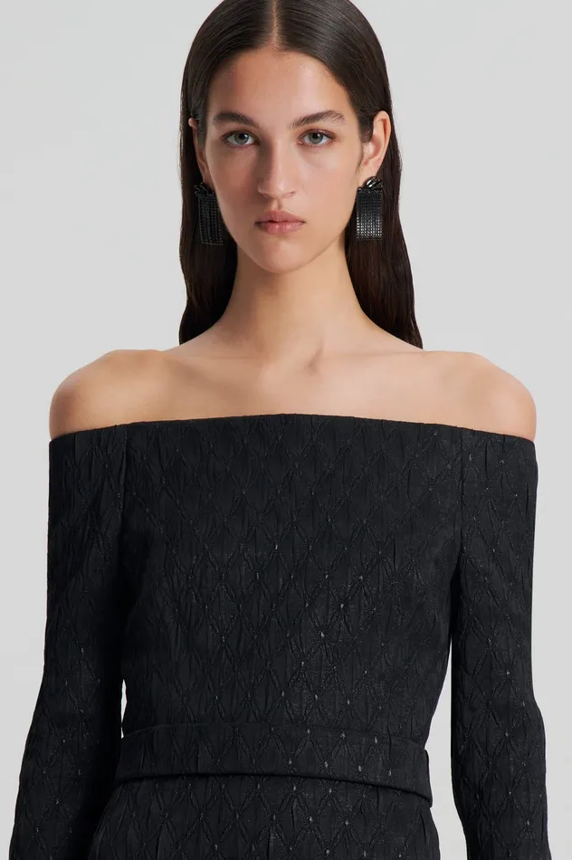 Scanlan Theodore Dresses Women FRENCH BROCADE DRESS BLACK Scanlan Theodore Dresses Women FRENCH BROCADE DRESS BLACK