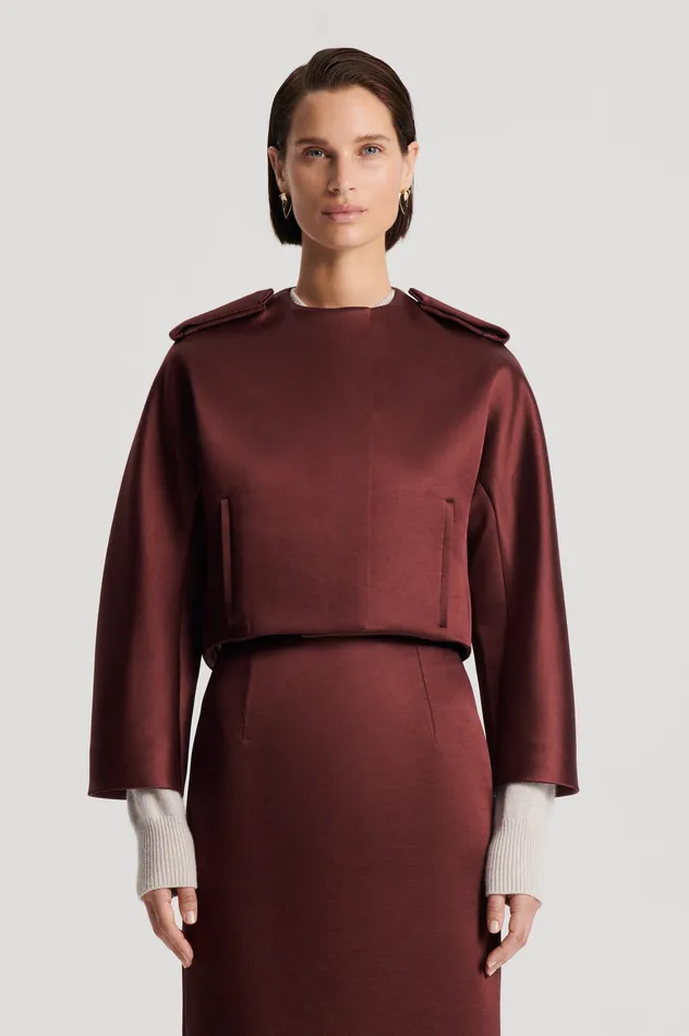 Scanlan Theodore SATIN COCOON SLEEVE JACKET BURGUNDY Women Jackets