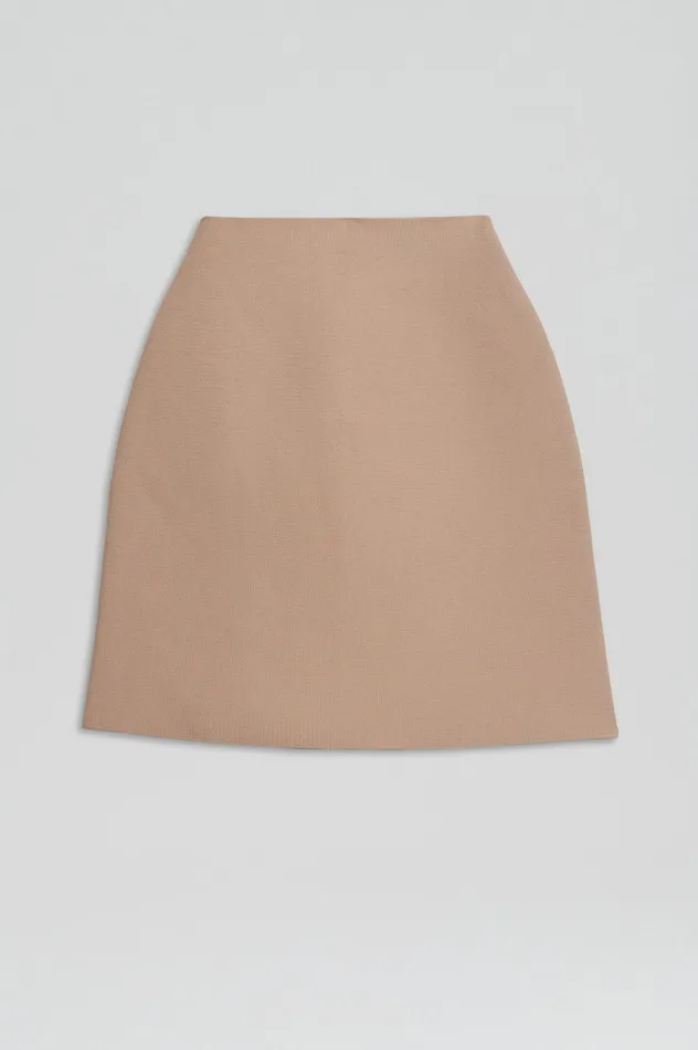 Scanlan Theodore Skirts Women CREPE KNIT MINI SKIRT OAT Scanlan Theodore Skirts Women CREPE KNIT MINI SKIRT OAT