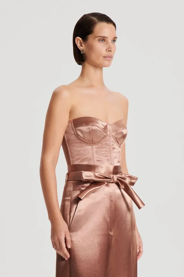 Scanlan Theodore Tops Women FRENCH SATIN BUSTIER CINNAMON Scanlan Theodore Tops Women FRENCH SATIN BUSTIER CINNAMON