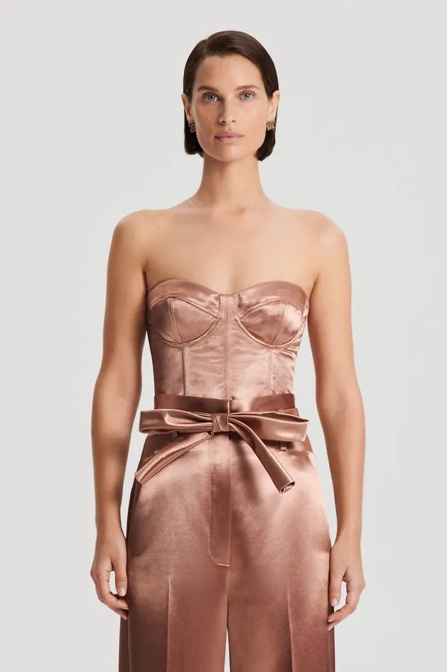 Scanlan Theodore Tops Women FRENCH SATIN BUSTIER CINNAMON Scanlan Theodore Tops Women FRENCH SATIN BUSTIER CINNAMON