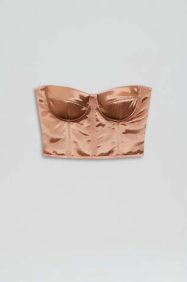 Scanlan Theodore Tops Women FRENCH SATIN BUSTIER CINNAMON Scanlan Theodore Tops Women FRENCH SATIN BUSTIER CINNAMON