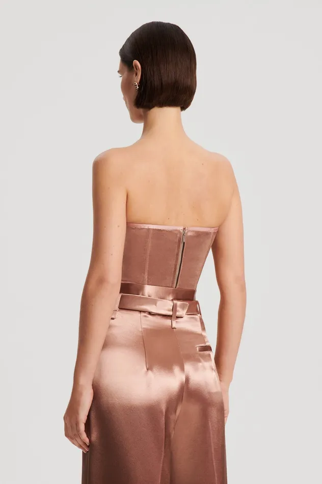 Scanlan Theodore Tops Women FRENCH SATIN BUSTIER CINNAMON Scanlan Theodore Tops Women FRENCH SATIN BUSTIER CINNAMON