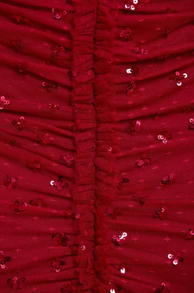Scatter Sequin Strapless Ankle Gown Red Women Needle and Thread Dresses