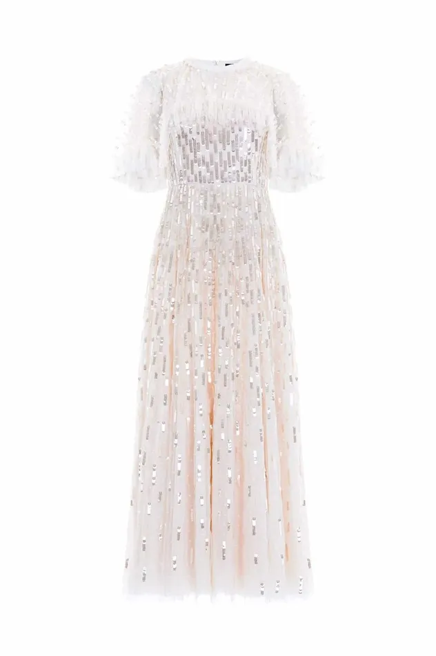 Sequin Dash Cape Ankle Gown Champagne Women Needle and Thread Dresses