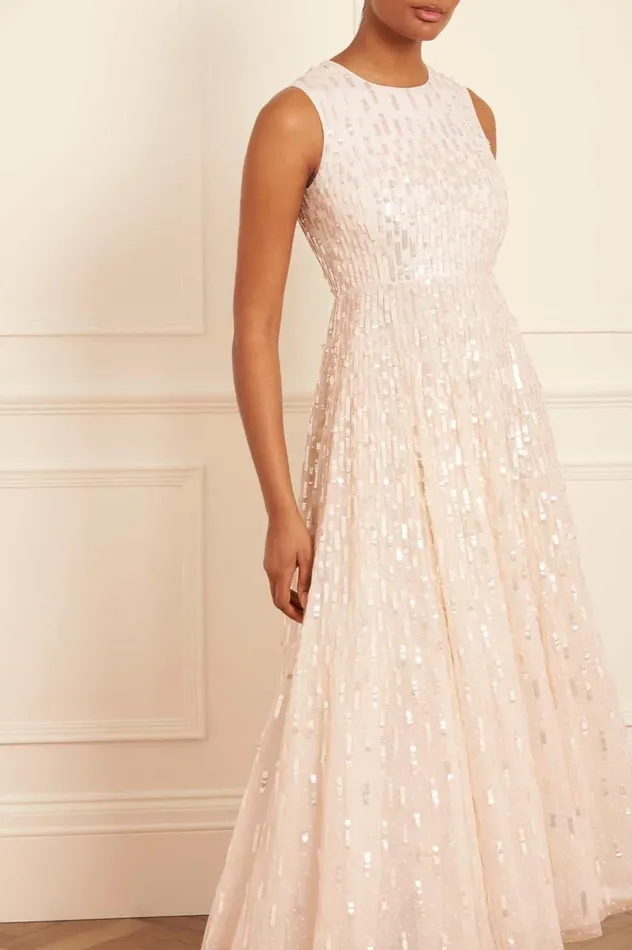 Sequin Dash Cape Ankle Gown Champagne Women Needle and Thread Dresses