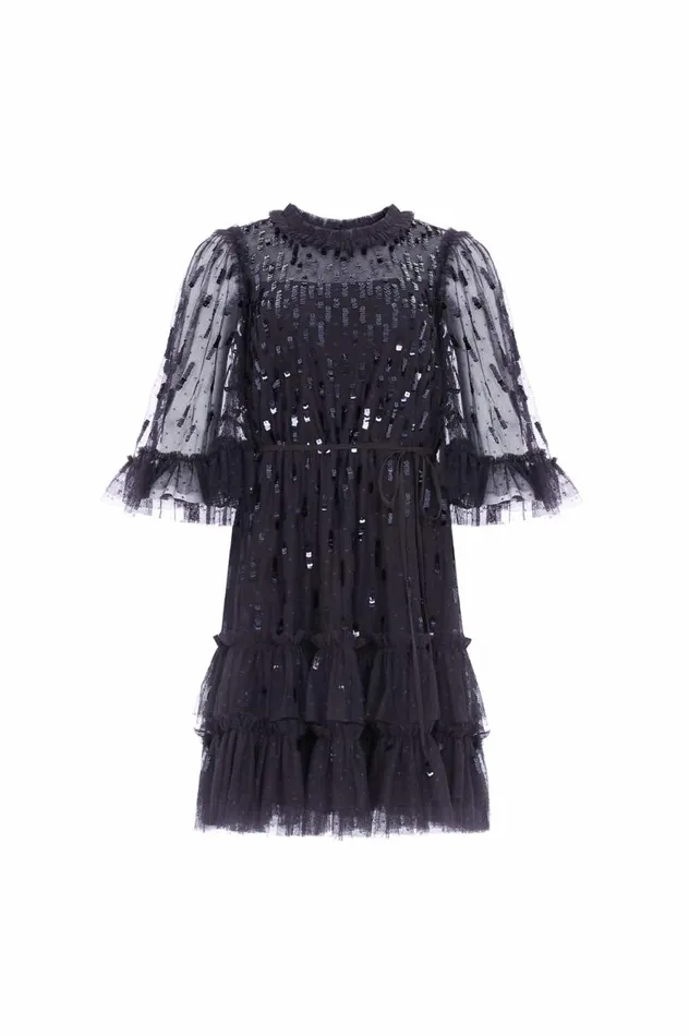 Sequin Dash Mini Dress Black Women Needle and Thread Dresses