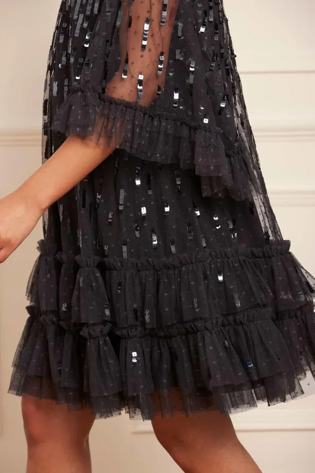 Sequin Dash Mini Dress Black Women Needle and Thread Dresses