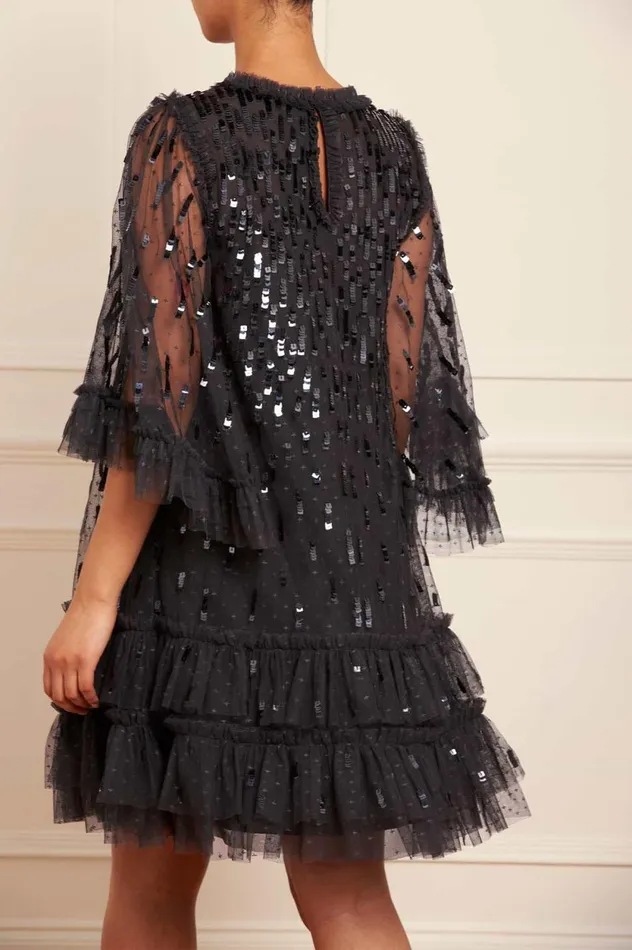 Sequin Dash Mini Dress Black Women Needle and Thread Dresses