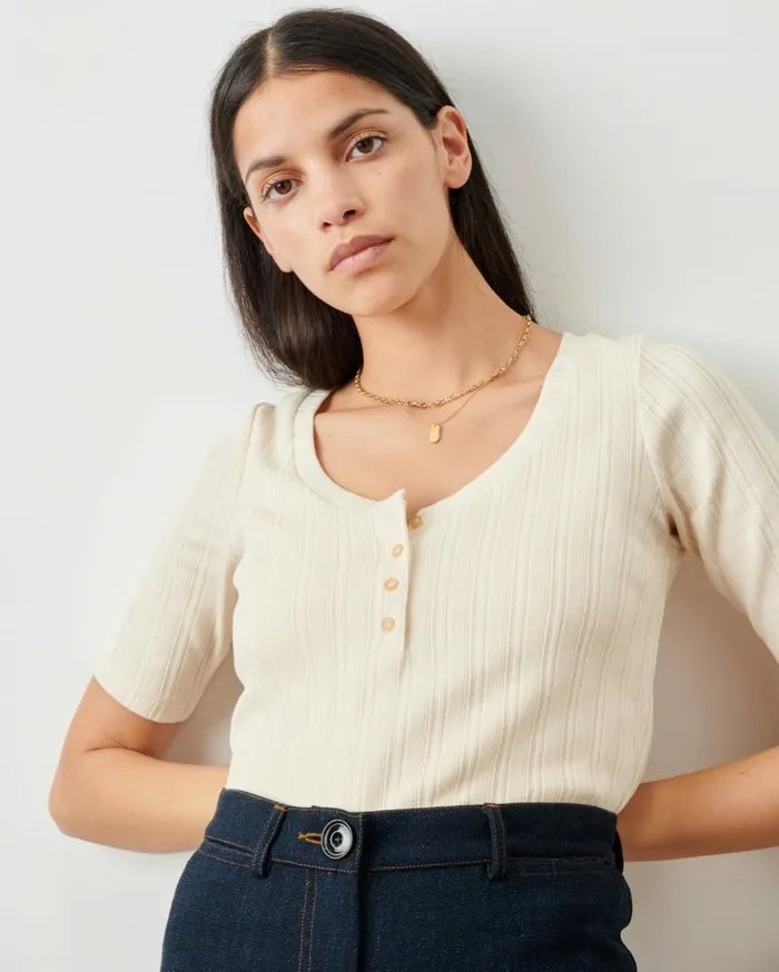 Sessn Womens TShirts And Tops Esme Fleur de Sel Casaul