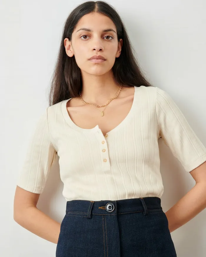 Sessn Womens TShirts And Tops Esme Fleur de Sel Casaul