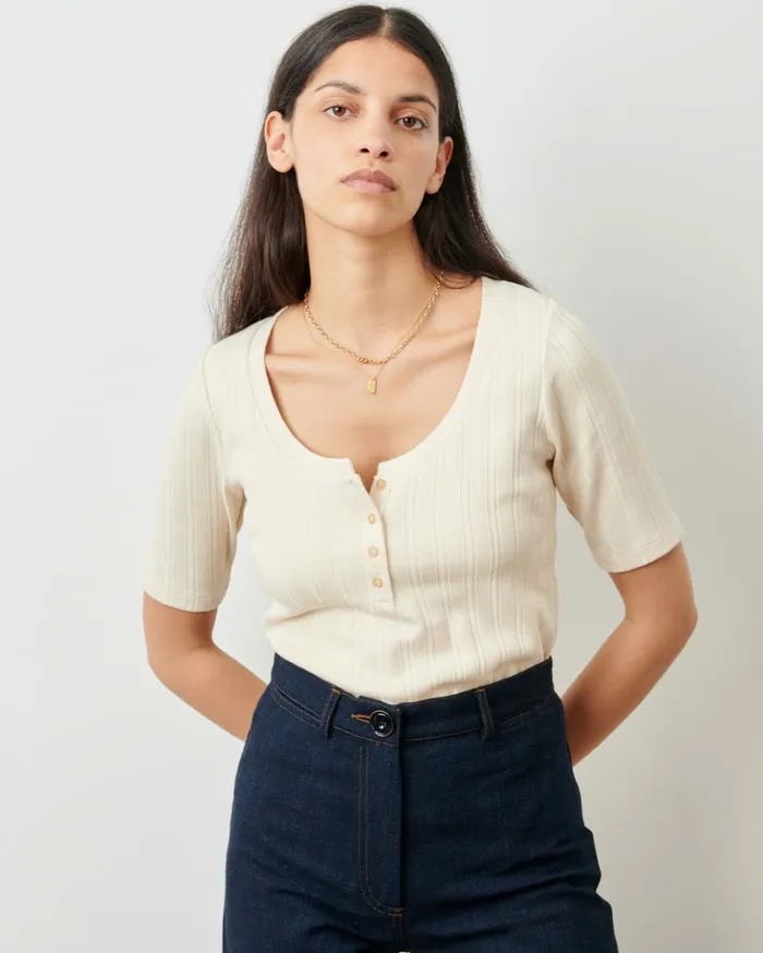 Sessn Womens TShirts And Tops Esme Fleur de Sel Casaul