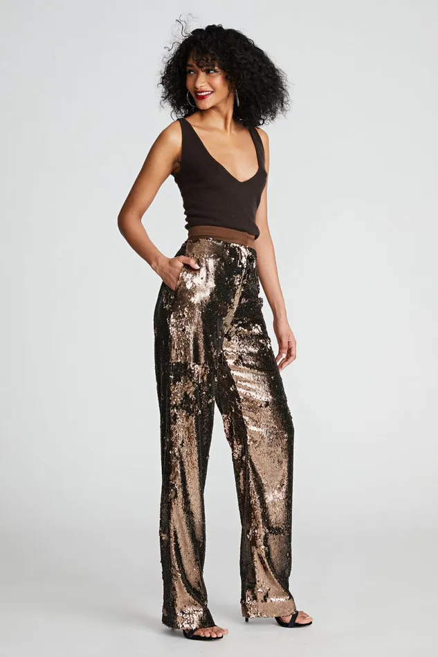 Sets Women Halston Jett Trousers In Sequin Java