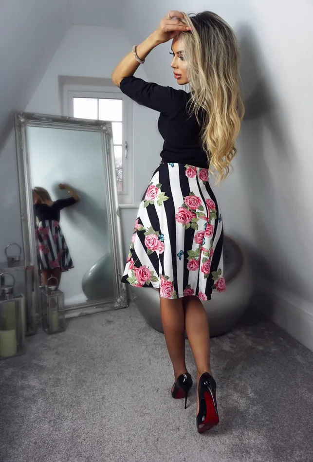 Shindy Floral Linear Wrap Flared Skater Women Missfiga Wrap Dresses