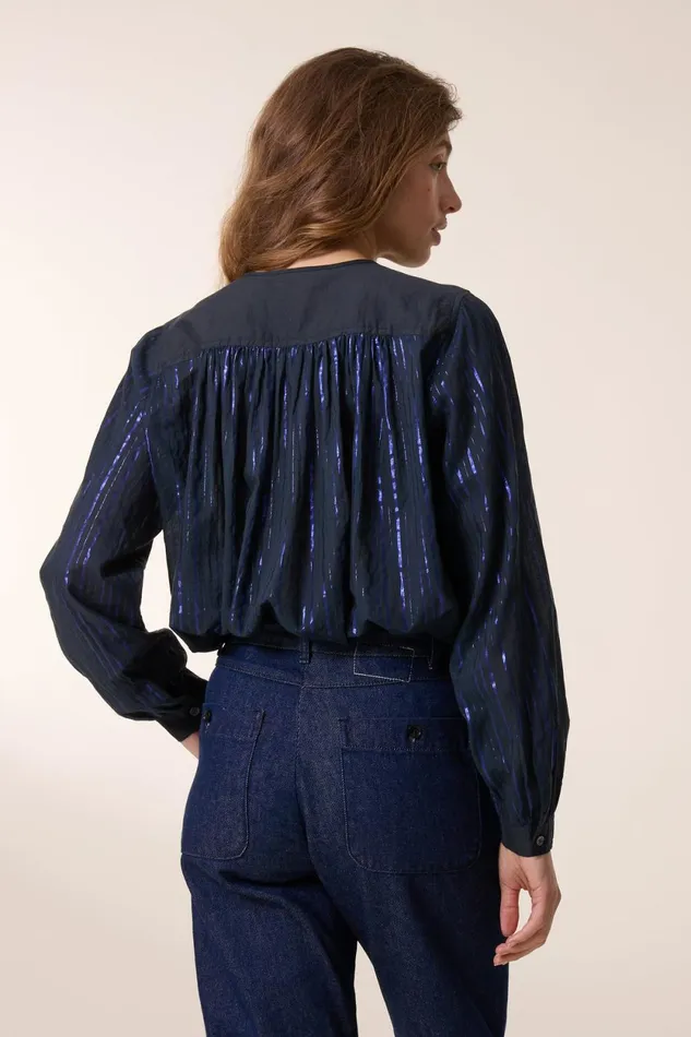 Shirts and Blouses Women Leon and Harper Cake Stripe Blouse Blue