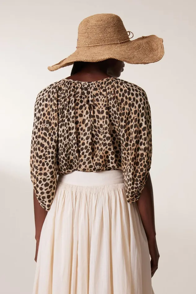 Shirts and Blouses Women Leon and Harper Cool Feline Blouse Beige