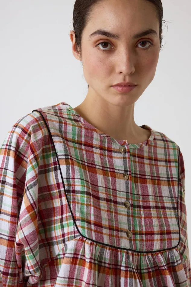 Shirts and Blouses Women Leon and Harper Cotty Check Blouse Orange