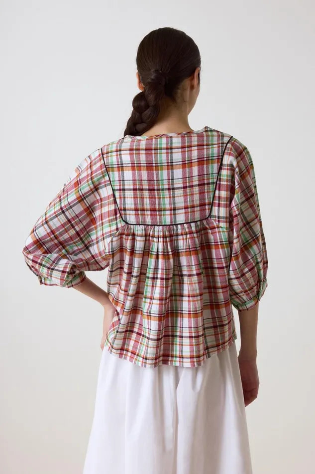 Shirts and Blouses Women Leon and Harper Cotty Check Blouse Orange