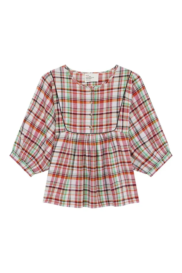 Shirts and Blouses Women Leon and Harper Cotty Check Blouse Orange