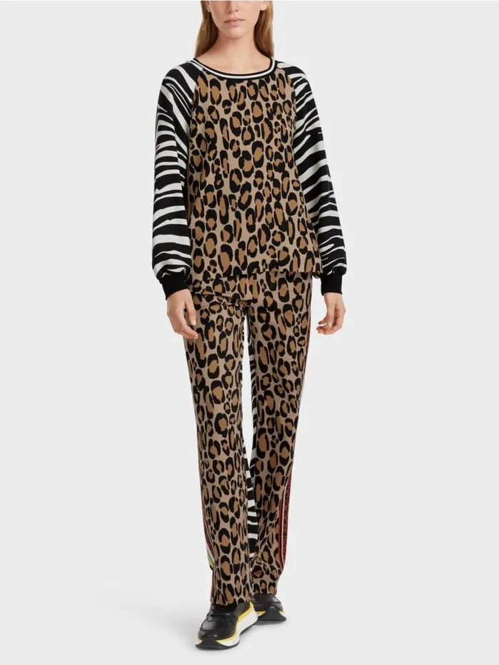 Shirts and Tops Damen Marc Cain Bluse Mit Zebra Und LeoPrint Black And White