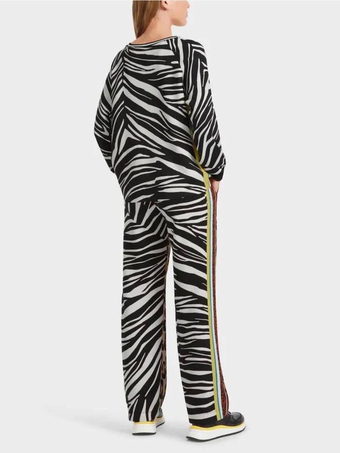 Shirts and Tops Damen Marc Cain Bluse Mit Zebra Und LeoPrint Black And White