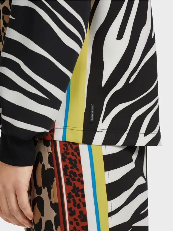 Shirts and Tops Damen Marc Cain Bluse Mit Zebra Und LeoPrint Black And White