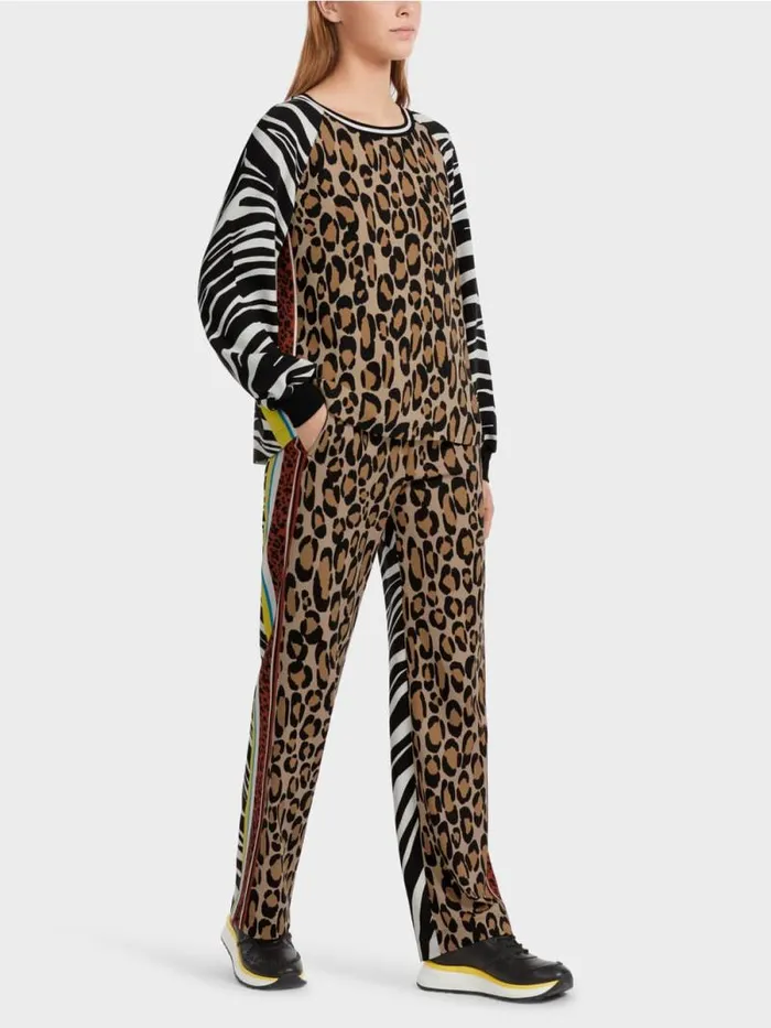 Shirts and Tops Damen Marc Cain Bluse Mit Zebra Und LeoPrint Black And White